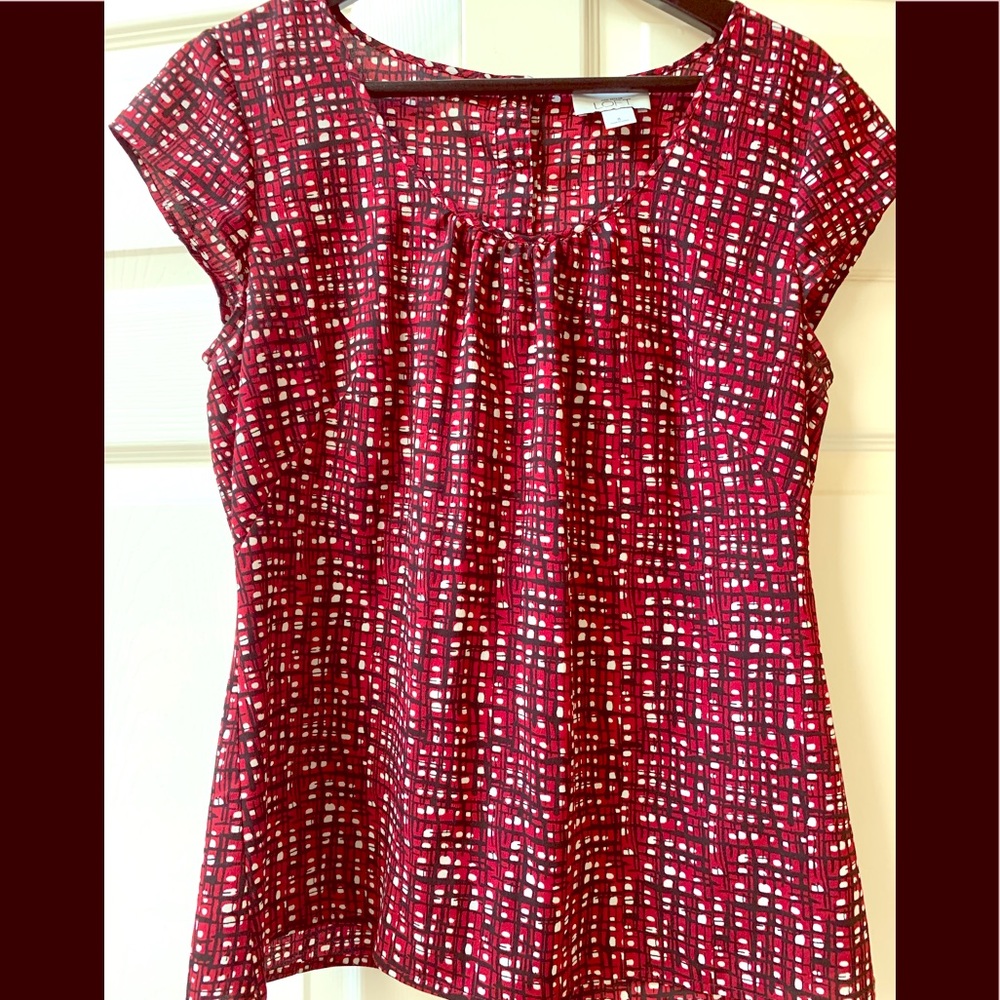 Red, Black, and White Ann Taylor Blouse